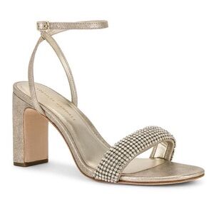 Loeffler Randall Cappuccino Shay Crystal Embellished Ankle Strap Sandal Size 6